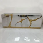 Eden Luxury Italian Modern Gold Finish Wood Sideboard Chester Storage Living Room Cabinets - Image 3