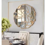 Modern Design Round Mirror with Gold Finish
