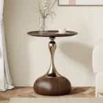 Modern Hourglass End Table – Gray & Gold | Sintered Stone & Stainless Steel - Image 4