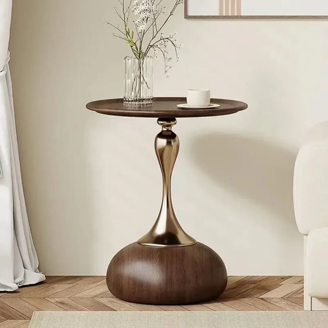 Modern Hourglass End Table – Gray & Gold | Sintered Stone & Stainless Steel - Image 4