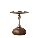 Modern Hourglass End Table – Gray & Gold | Sintered Stone & Stainless Steel - Image 2