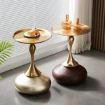 Modern Hourglass End Table – Gray & Gold | Sintered Stone & Stainless Steel - Image 11