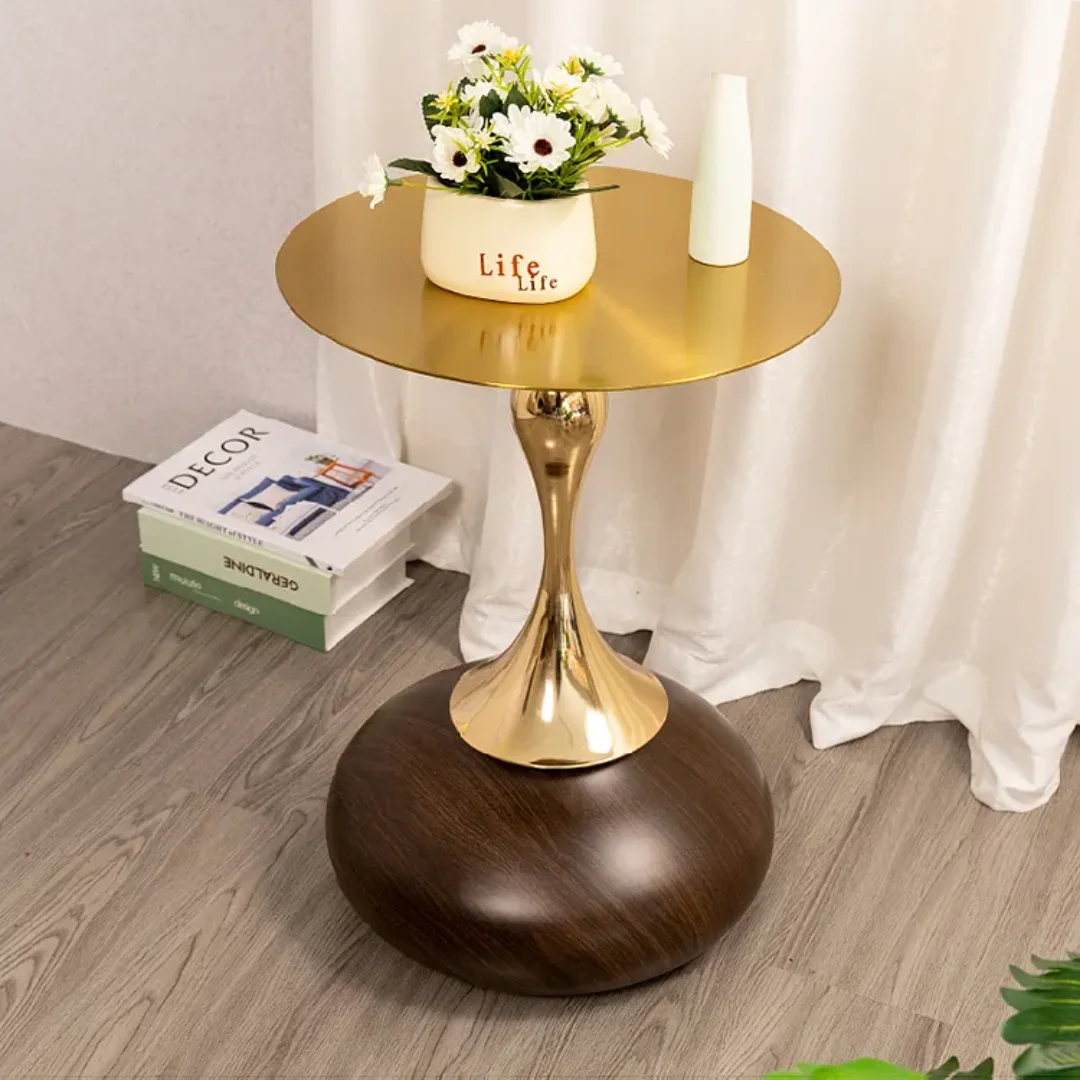 Modern Hourglass End Table – Gray & Gold | Sintered Stone & Stainless Steel - Image 10