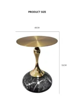 Modern Hourglass End Table – Gray & Gold | Sintered Stone & Stainless Steel - Image 3