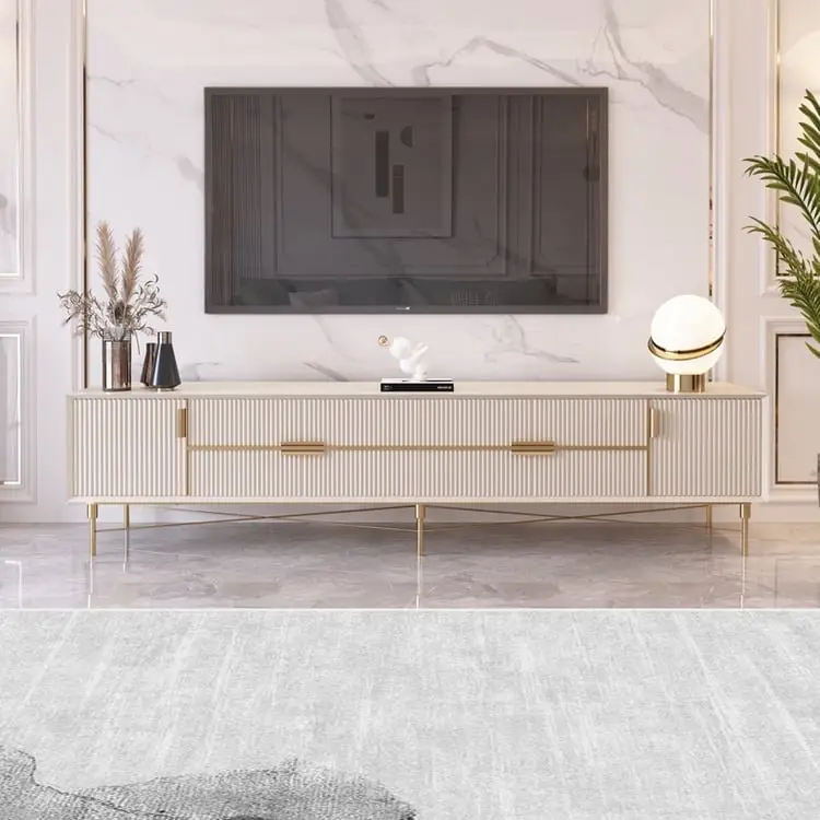 Crator Luxury Off-White Ribbed Front TV Cabinet | Best Seller - Luxurious & Multi-Functional Cabinet for Modern Homes - Image 1