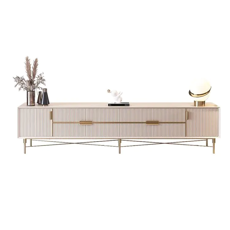 Crator Luxury Off-White Ribbed Front TV Cabinet | Best Seller - Luxurious & Multi-Functional Cabinet for Modern Homes - Image 3