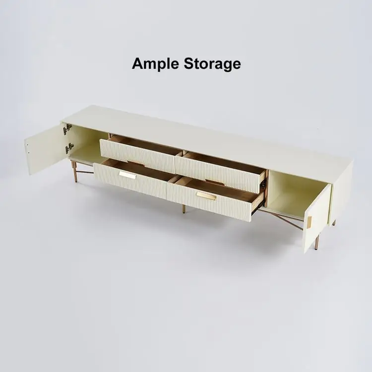 Crator Luxury Off-White Ribbed Front TV Cabinet | Best Seller - Luxurious & Multi-Functional Cabinet for Modern Homes - Image 9