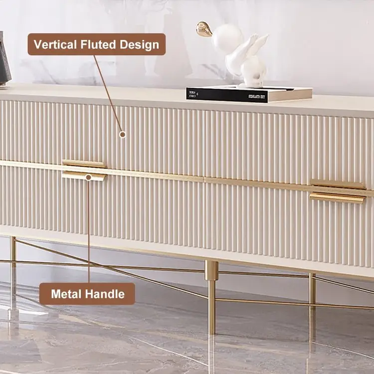 Crator Luxury Off-White Ribbed Front TV Cabinet | Best Seller - Luxurious & Multi-Functional Cabinet for Modern Homes - Image 13
