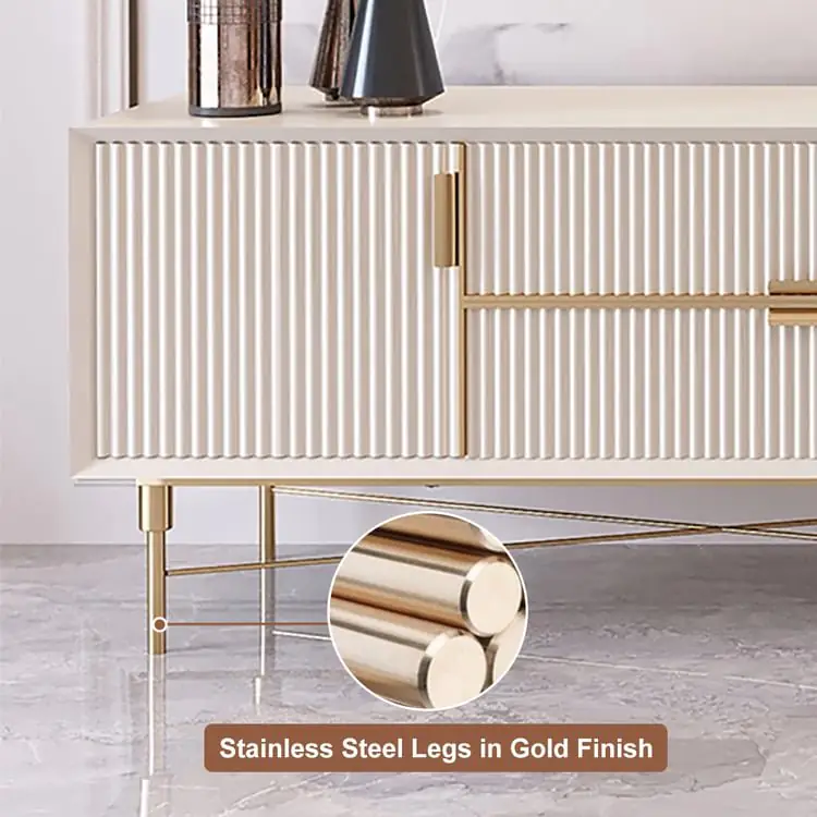 Crator Luxury Off-White Ribbed Front TV Cabinet | Best Seller - Luxurious & Multi-Functional Cabinet for Modern Homes - Image 14