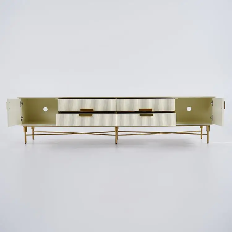 Crator Luxury Off-White Ribbed Front TV Cabinet | Best Seller - Luxurious & Multi-Functional Cabinet for Modern Homes - Image 6