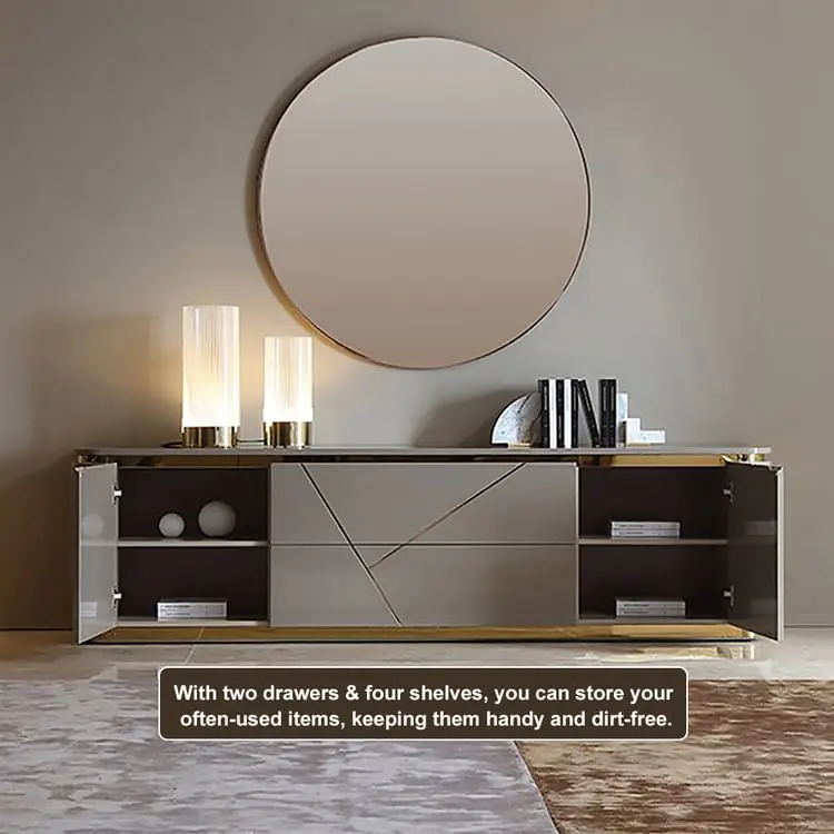 Chancellor Luxury Off-White Ribbed Front TV Cabinet | Best Seller - Luxurious & Multi-Functional Cabinet for Modern Homes - Image 6