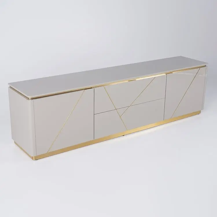 Chancellor Luxury Off-White Ribbed Front TV Cabinet | Best Seller - Luxurious & Multi-Functional Cabinet for Modern Homes - Image 3