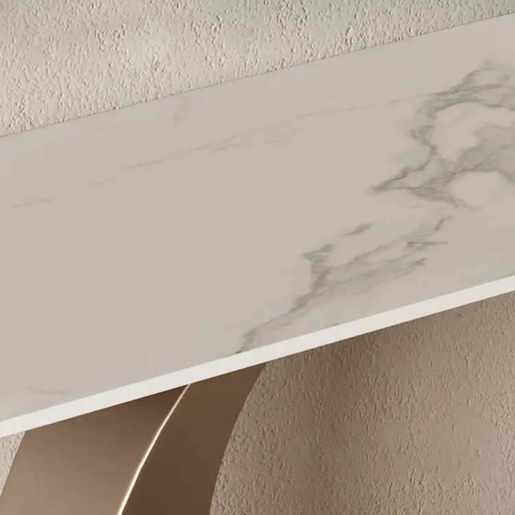 Modern Fashion Design High Quality Metal Leg White Marble Tabletop Hallway Console Table - Image 3