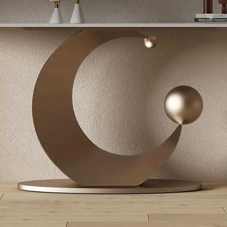 Modern Fashion Design High Quality Metal Leg White Marble Tabletop Hallway Console Table - Image 9