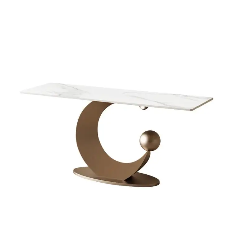 Modern Fashion Design High Quality Metal Leg White Marble Tabletop Hallway Console Table - Image 6