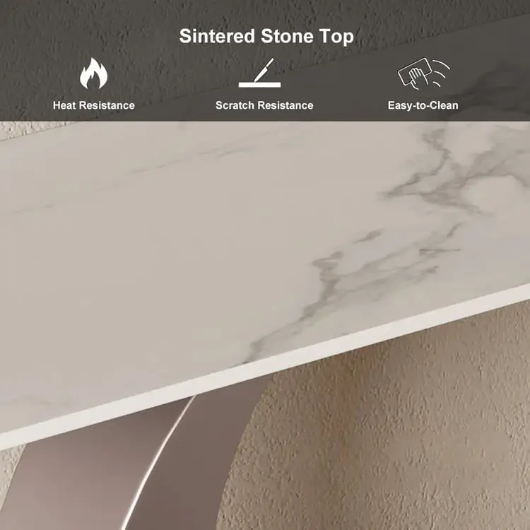 Modern Fashion Design High Quality Metal Leg White Marble Tabletop Hallway Console Table - Image 5