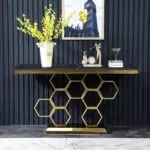 Honeycomb Gold Stainless Steel and Console Table - Contemporary Elegance for Modern Homes - Image 2