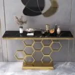 Honeycomb Gold Stainless Steel and Console Table - Contemporary Elegance for Modern Homes - Image 12