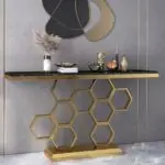 Honeycomb Gold Stainless Steel and Console Table - Contemporary Elegance for Modern Homes - Image 3