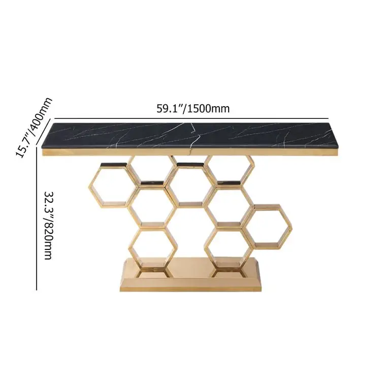 Honeycomb Gold Stainless Steel and Console Table - Contemporary Elegance for Modern Homes - Image 11