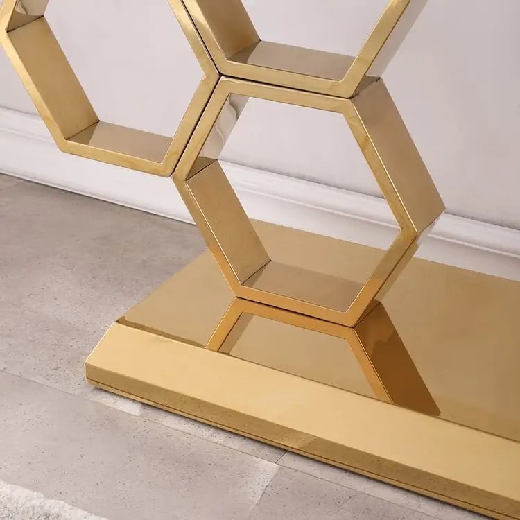 Honeycomb Gold Stainless Steel and Console Table - Contemporary Elegance for Modern Homes - Image 10