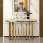 Onyx Luxe Design Marble Top Stainless Steel Console Table - Image 3