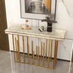 Onyx Luxe Design Marble Top Stainless Steel Console Table - Image 8