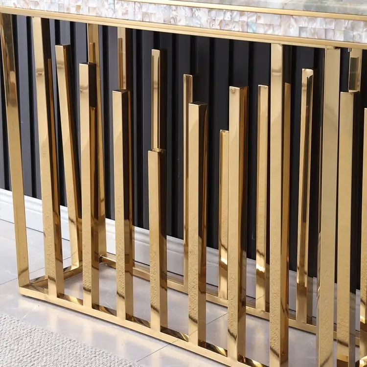 Onyx Luxe Design Marble Top Stainless Steel Console Table - Image 10