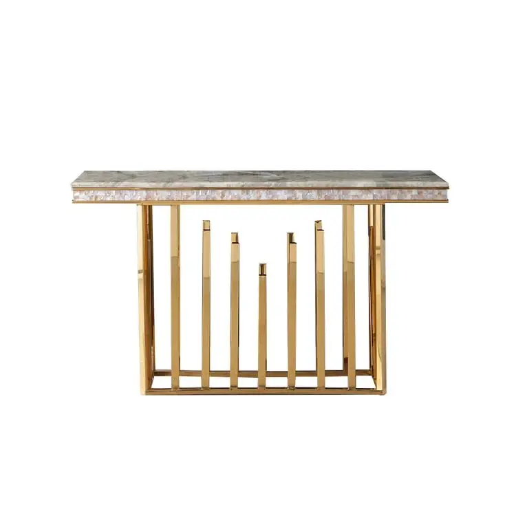 Onyx Luxe Design Marble Top Stainless Steel Console Table - Image 6