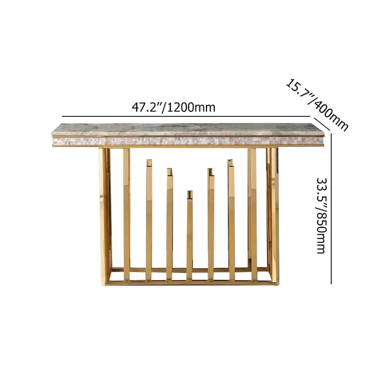 Onyx Luxe Design Marble Top Stainless Steel Console Table - Image 7