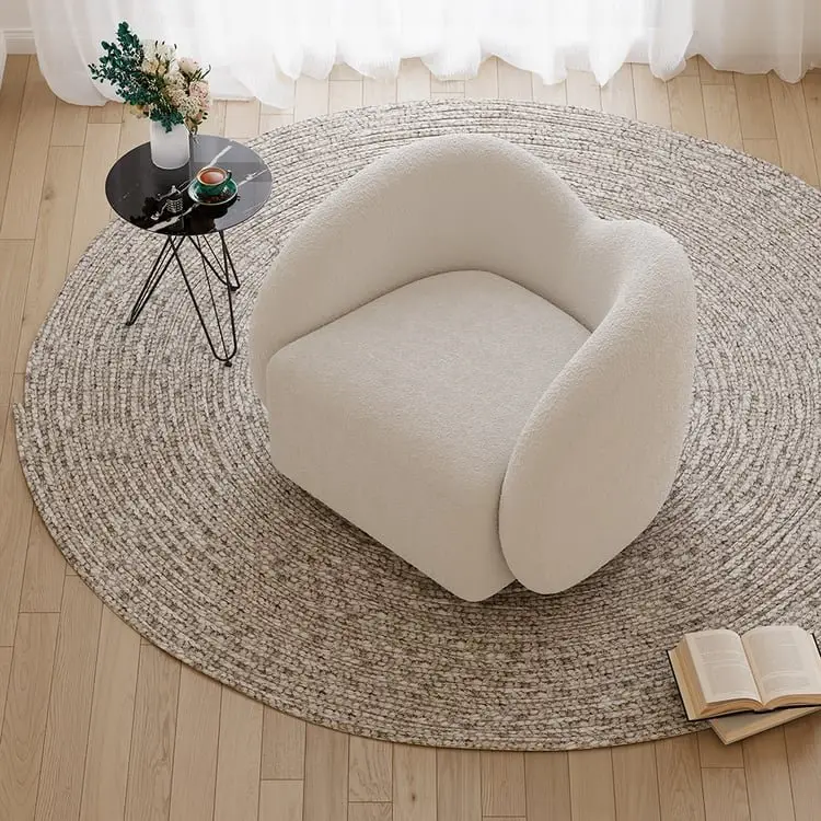 2025/05/1000158865.jpg Modern White Swivel Accent Chair – Cloud Bouclé Lounge Experience - Image 1