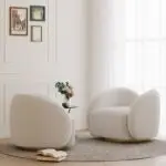 Modern White Swivel Accent Chair – Cloud Bouclé Lounge Experience - Image 4