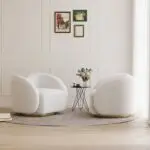 Modern White Swivel Accent Chair – Cloud Bouclé Lounge Experience - Image 3
