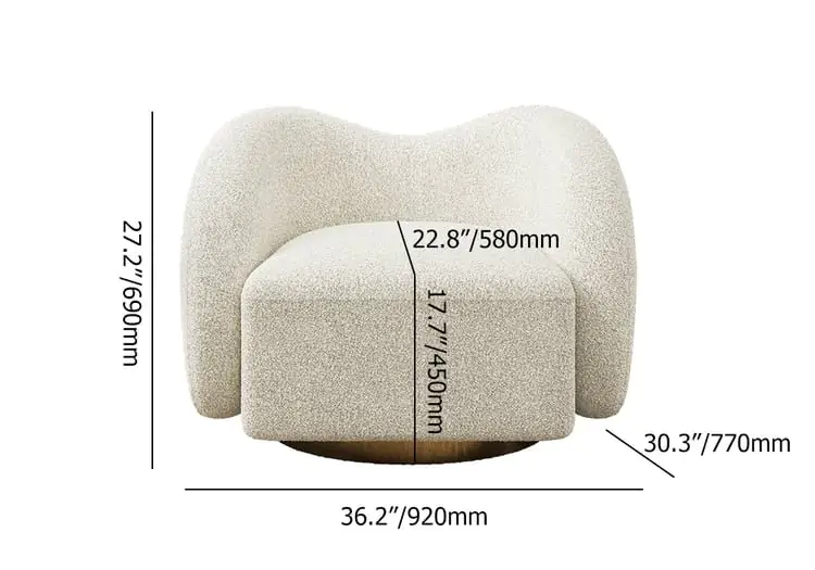 Modern White Swivel Accent Chair – Cloud Bouclé Lounge Experience - Image 9