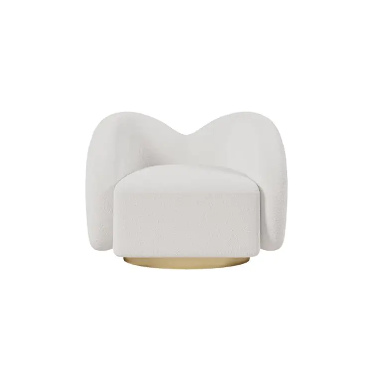 Modern White Swivel Accent Chair – Cloud Bouclé Lounge Experience - Image 5