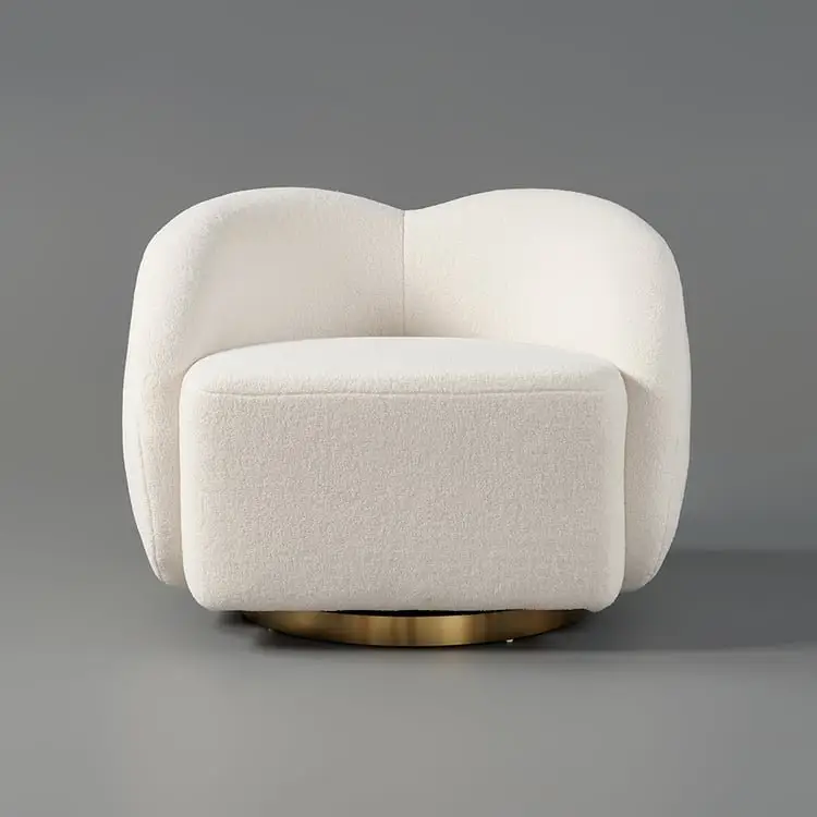 Modern White Swivel Accent Chair – Cloud Bouclé Lounge Experience - Image 8
