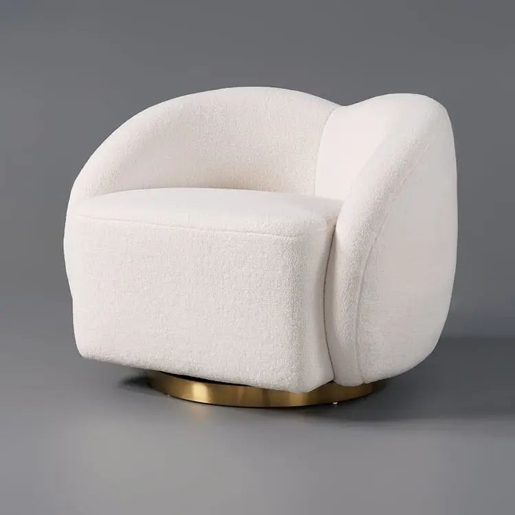 Modern White Swivel Accent Chair – Cloud Bouclé Lounge Experience - Image 7