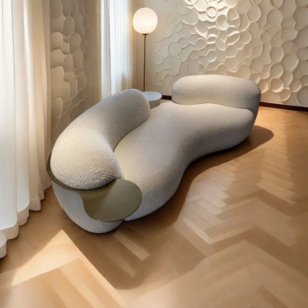 2025/05/1000158907.png Lobby Hotel Curve Scandinavian Sofa Curved Minimalistic Couch With Steel Armrest in Gold PVD Finish - Image 1