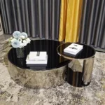 Malibu Gold Luxe Marble Coffee Table - Contemporary Elegance with Stainless Steel Base - Image 11