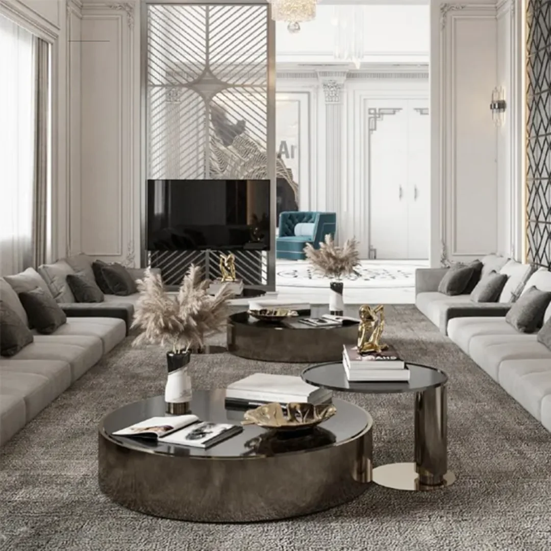 Malibu Gold Luxe Marble Coffee Table - Contemporary Elegance with Stainless Steel Base - Image 5