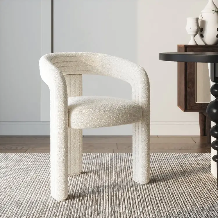 2025/05/1000159929.jpg Set of 2 Modern Schultz Dining Chairs – Off White | Luxury Boucle Dining chairs for Modern Interiors - Image 1