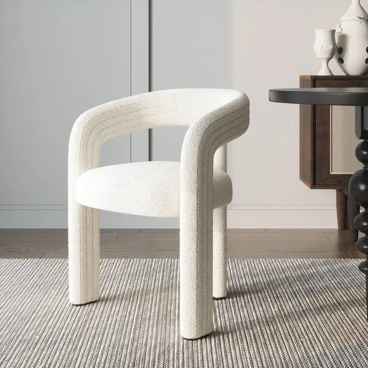 Set of 2 Modern Schultz Dining Chairs – Off White | Luxury Boucle Dining chairs for Modern Interiors - Image 9