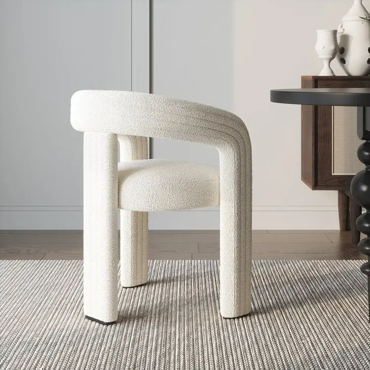 Set of 2 Modern Schultz Dining Chairs – Off White | Luxury Boucle Dining chairs for Modern Interiors - Image 6