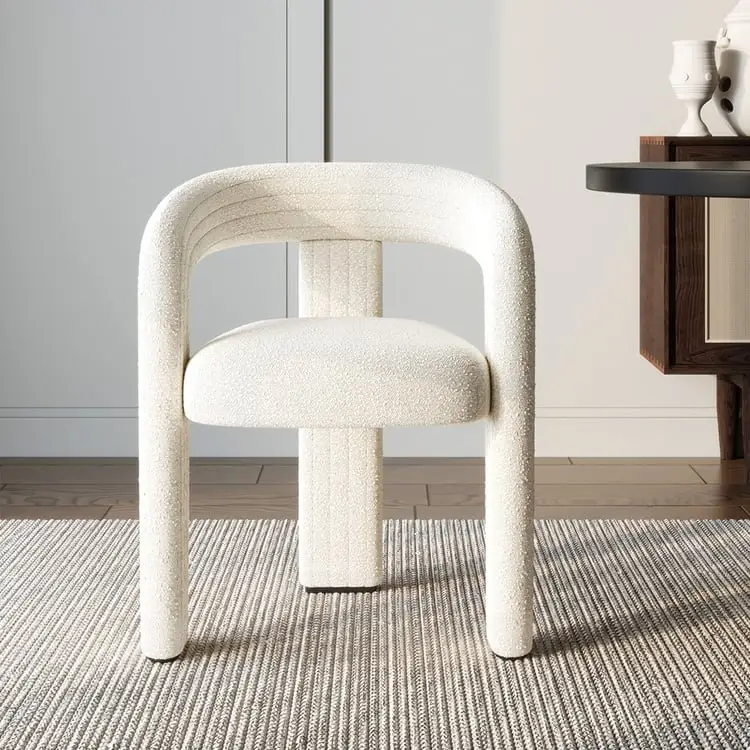 Set of 2 Modern Schultz Dining Chairs – Off White | Luxury Boucle Dining chairs for Modern Interiors - Image 7