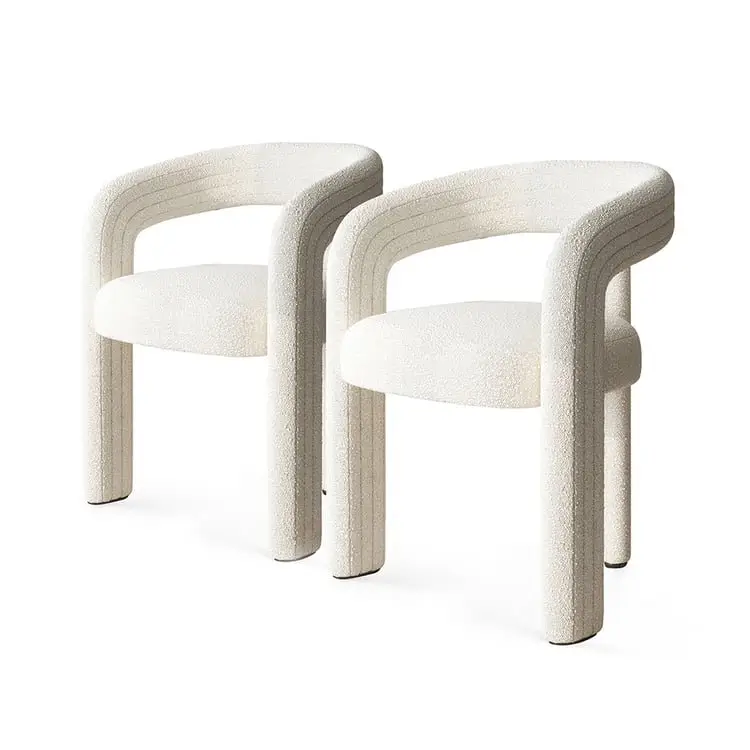 Set of 2 Modern Schultz Dining Chairs – Off White | Luxury Boucle Dining chairs for Modern Interiors - Image 4