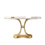 Gold & White Marble Console Table Narrow Rectangular Entryway Table - Image 4