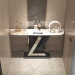 Luxury LV Modern Gold Metal Legs Marble Tabletop Console Table - Image 4