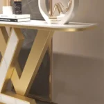 Luxury LV Modern Gold Metal Legs Marble Tabletop Console Table - Image 3