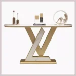 Luxury LV Modern Gold Metal Legs Marble Tabletop Console Table - Image 2