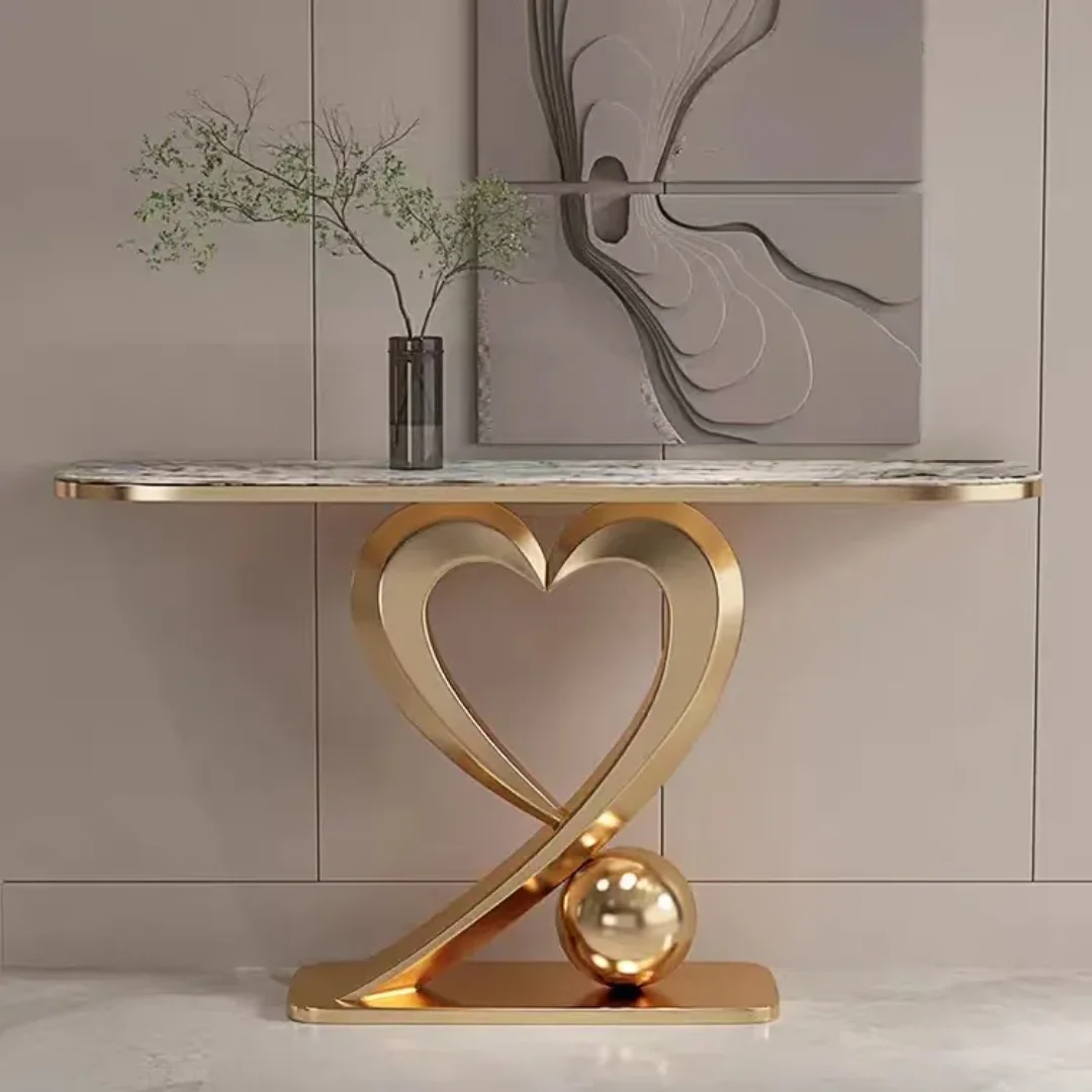 2025/05/1000160183.png Buzz Gold Frame Marble Top Console Table - Image 1
